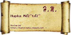Hupka Máté névjegykártya